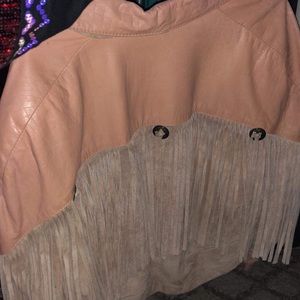 Leather and suede fringe tassel jacket